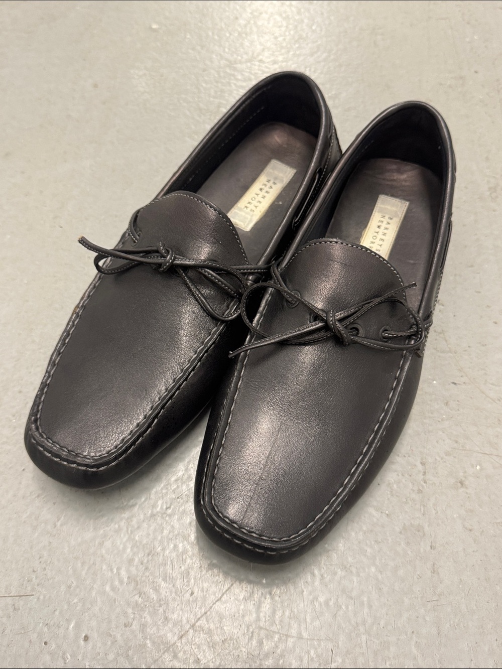Barney’s New York Men's Black Leather Moc Toe Loafers Size 12